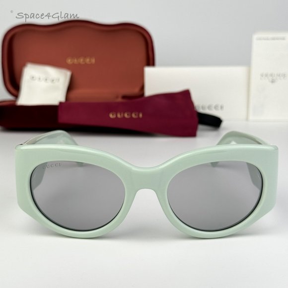 BRAND NEW Gucci GG1544S 003 Green Grey Unisex Oval Sunglasses GG 1544S